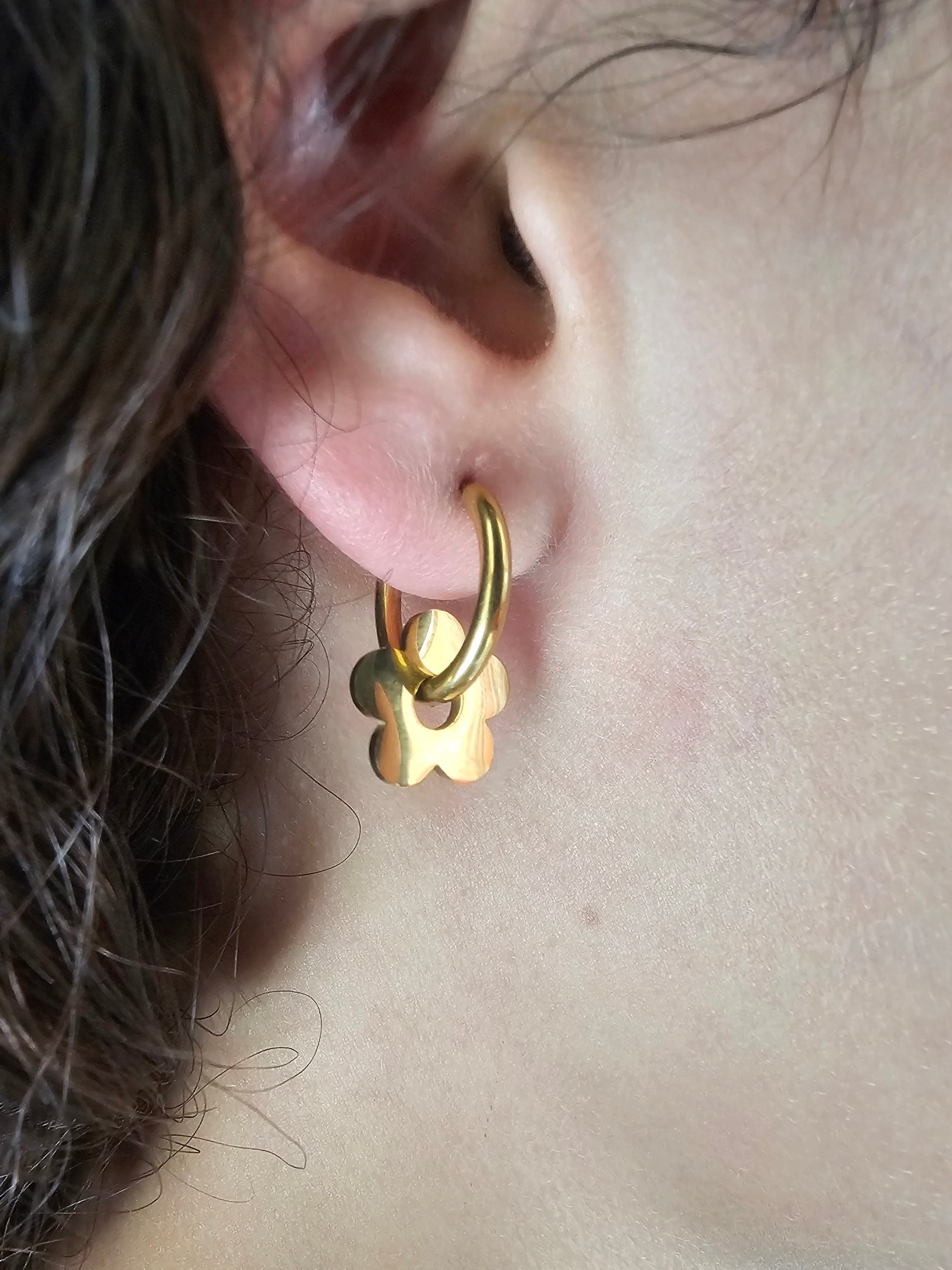 Argolas Dourado com Flor