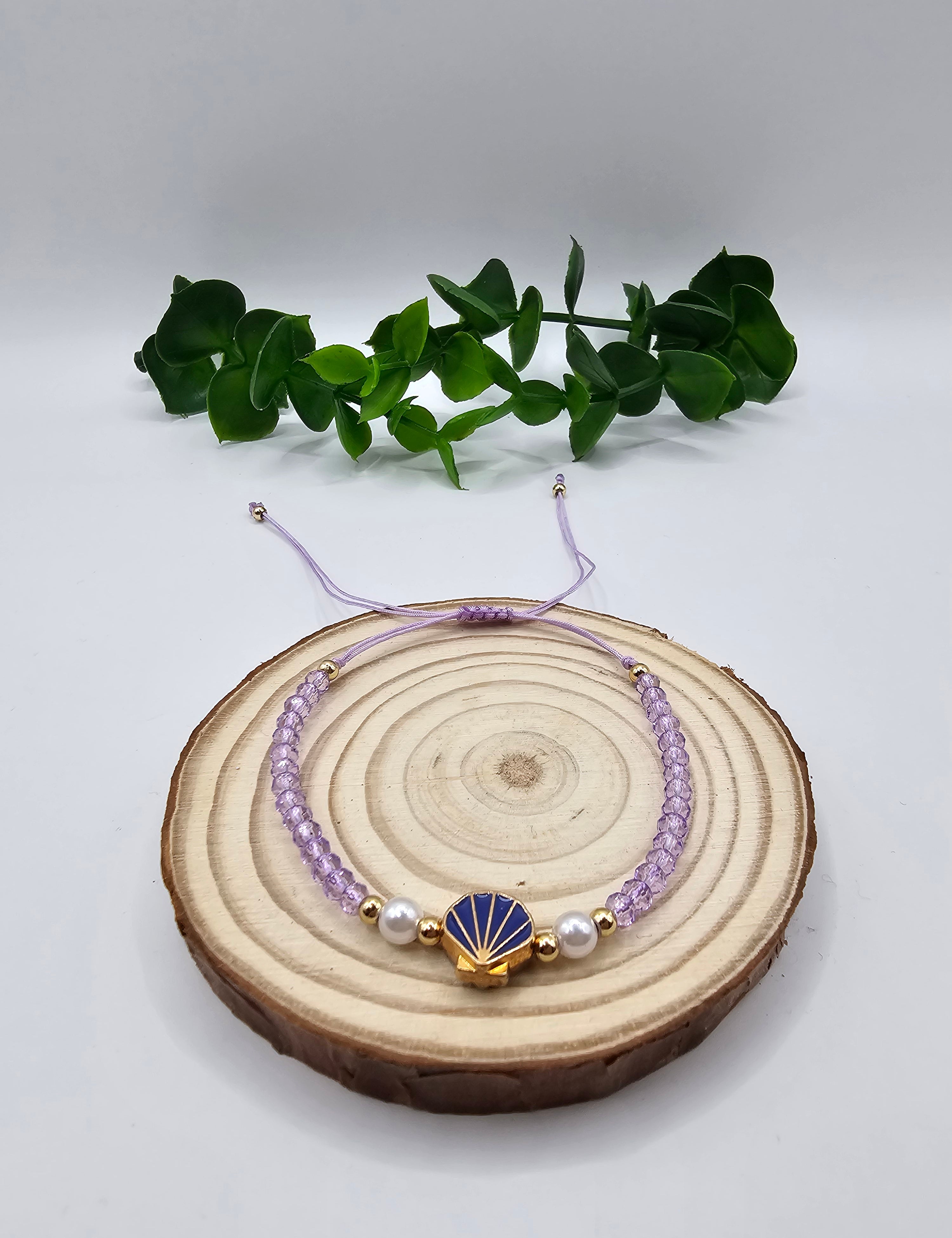Pulseira Ajustável Misangas e Concha